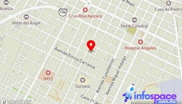 mapa de ADO Apizaco Empresa de autobuses, Agencia expendedora de billetes de autobús en Cdad. de Apizaco