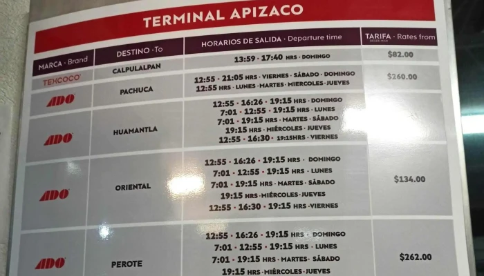 Ado Apizaco -  Precios - Cdad. de Apizaco