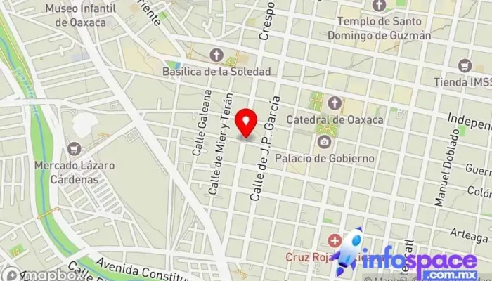 mapa de ADO las Casas Agencia expendedora de billetes de autobús en Oaxaca de Juárez