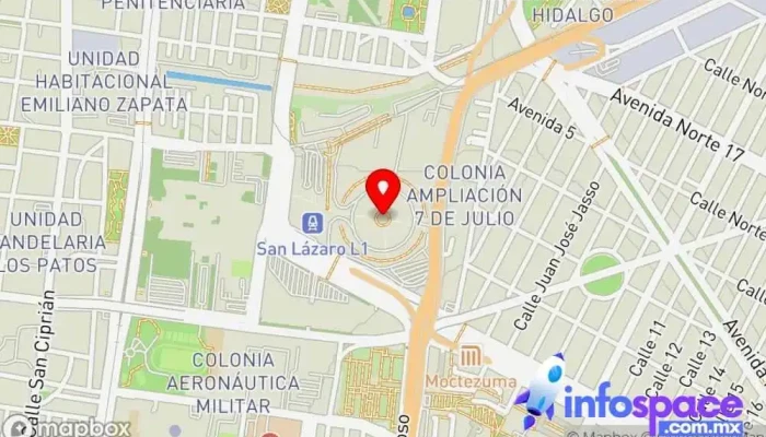 mapa de Andenes de transporte público terminal tapó Servicio de transporte en Venustiano Carranza, Ciudad de México