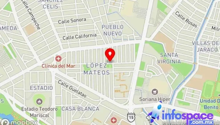 mapa de Asefis soluciones en sistemas Soporte y servicios informáticos, Servicio de informática en Mazatlán