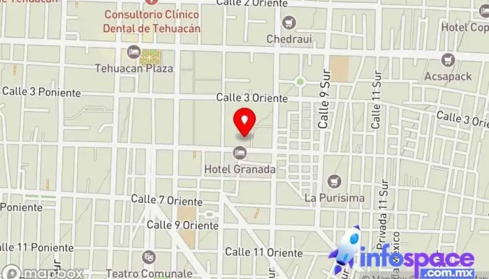 mapa de Autobuses AU Estación de autobuses en Tehuacán