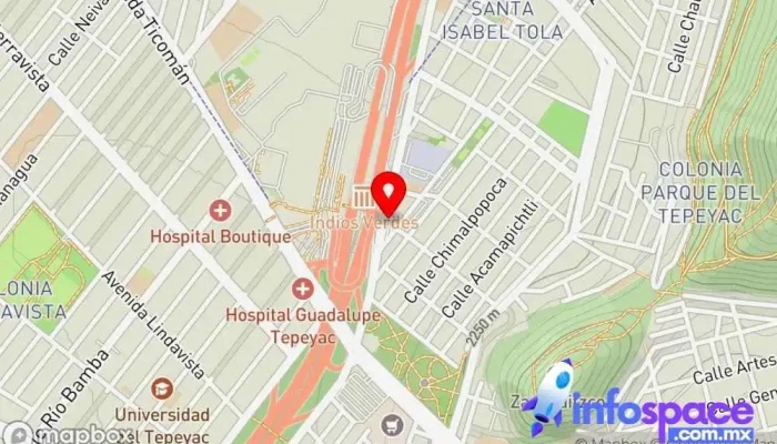 mapa de Autobuses Futura Indios Verdes Empresa de autobuses, Servicio de transporte en Gustavo A. Madero, Ciudad de México