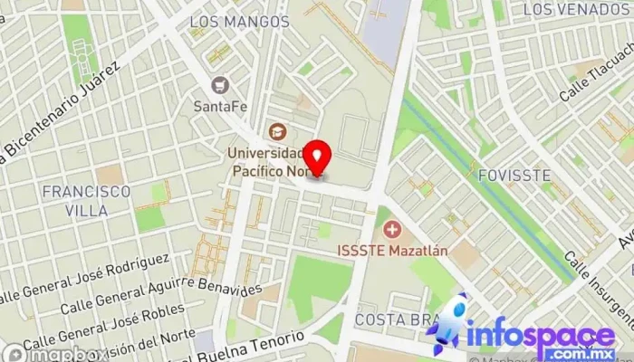 mapa de Autotransportes Águilas del Pacífico S.C. Empresa de autobuses en Mazatlán