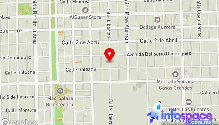 mapa de AVALÚOS INMOBILIARIOS EL PORTAL NCG Consultor inmobiliario, Constructor en Nuevo Casas Grandes