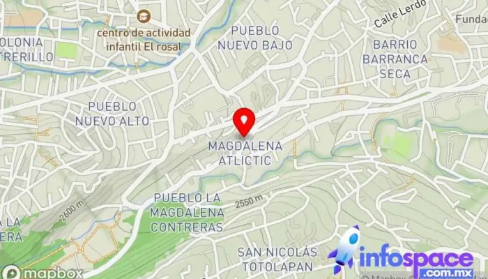 mapa de Base de camiones Rtp Servicio de transporte en La Magdalena Contreras, Ciudad de México