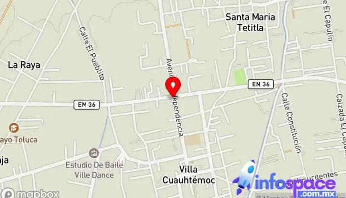 mapa de Caseta Boletera, Flecha Roja, Villa Cuauhtemoc. Parada para camiones en Santa María Tetitla