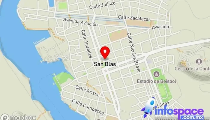mapa de Central Camionera Servicio de transporte en San Blas