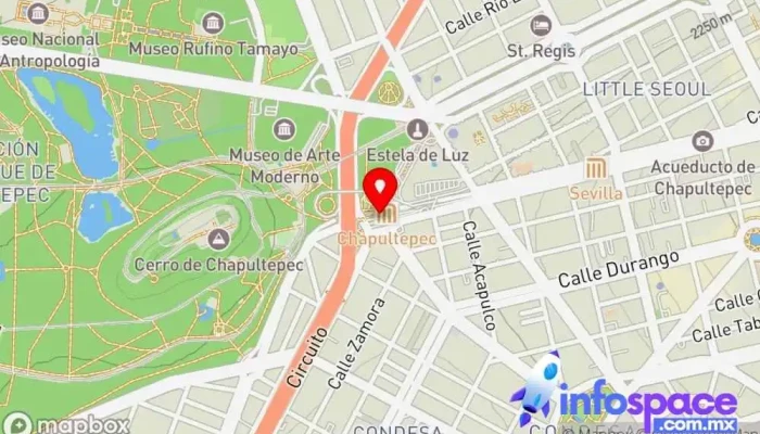 mapa de Chapultepec Estación de metro en Cuauhtémoc, Ciudad de México