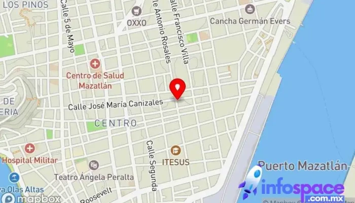 mapa de COMPULAND Soporte y servicios informáticos, Consultora informática, Servicio de seguridad informática, Tienda de informática, Proveedor de sistemas de seguridad en Mazatlán