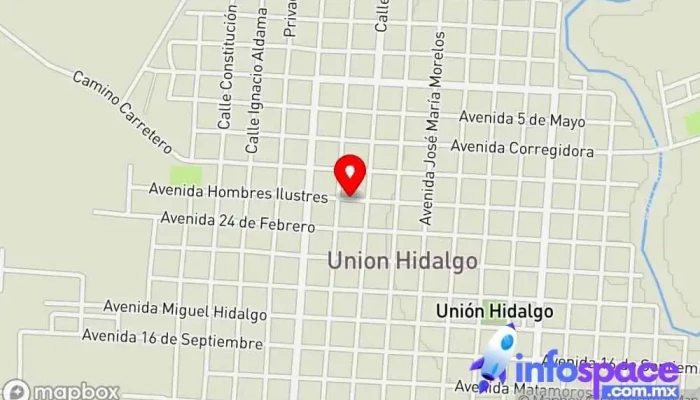 mapa de Consultoría Jurídica Santiago y Asociados. Colegio Oficial de Abogados en Unión Hidalgo