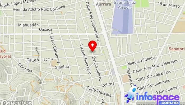mapa de COSUAMEC S.A de C.V Agencia inmobiliaria, Empresa de construcción, Servicio de contenedores en Salina Cruz