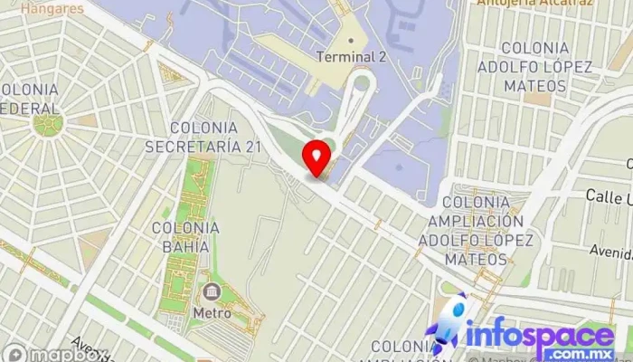 mapa de Eje 1 Norte Fuerza Aérea Mexicana - Aeropuerto Terminal 2 Bus stop en Ciudad de México