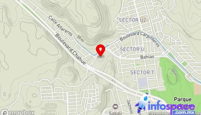 mapa de Estrella Blanca y ETN Turistar de Lujo Bus Station Estación de autobuses en Crucecita