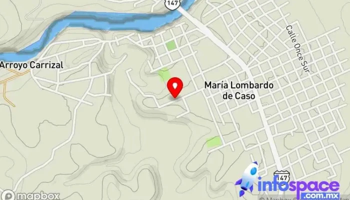 mapa de Instituto Nacional de los Pueblos Indígenas(CCPI María Lombardo) Delegación regional del gobierno, Oficina del Gobierno en María Lombardo de Caso