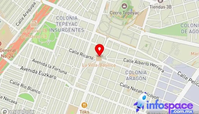 mapa de La Villa y Basílica Estación de metro en Ciudad de México