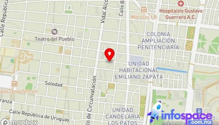 mapa de Línea de Autobuses México San Juan Teotihuacan Servicio de transporte en Venustiano Carranza, Ciudad de México
