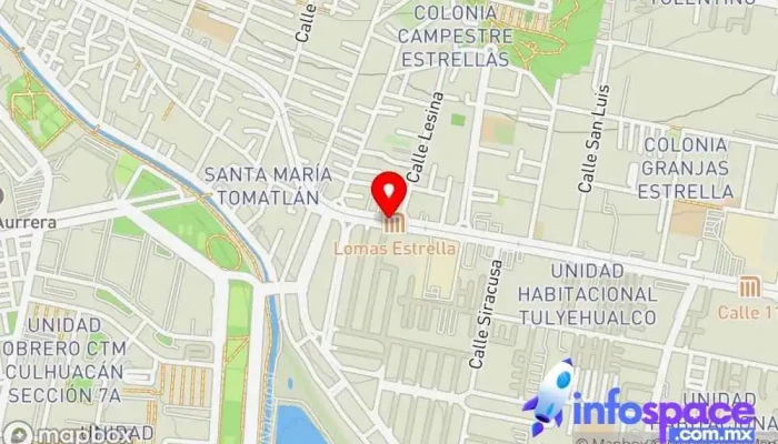 mapa de Lomas Estrella Estación de metro en Ciudad de México