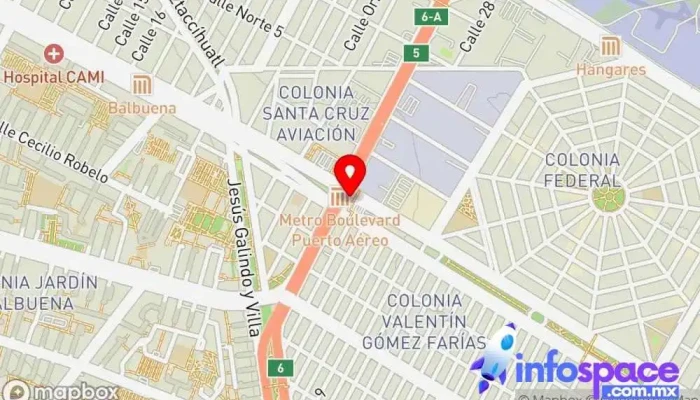 mapa de Metro Blvrd. Puerto Aéreo Bus stop en Ciudad de México