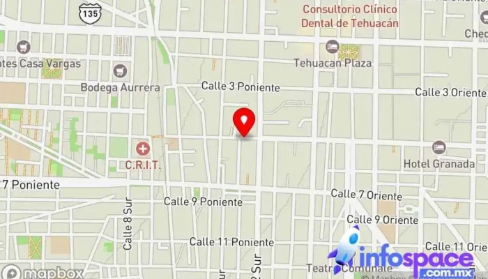 mapa de Okreativa Diseño Diseñador gráfico, Registro de la propiedad, Societe de Flocage, Diseñador de sitios web en Tehuacán