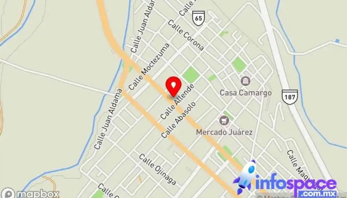 mapa de Omnibus De México - Camargo Agencia expendedora de billetes de autobús, Viajes en Santa Rosalía de Camargo