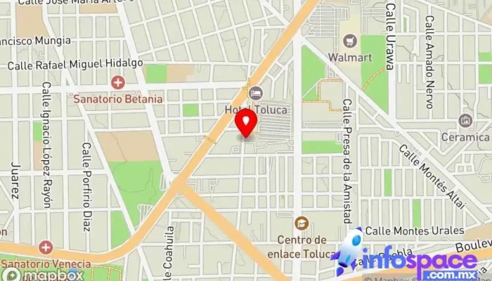 mapa de Omnibus de México S.A. de C.V. Agencia expendedora de billetes de autobús, Viajes en Toluca de Lerdo