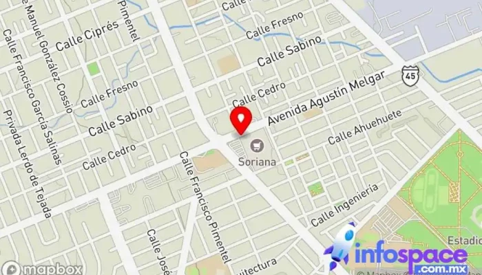 mapa de Omnibus De México Soriana Universidad Agencia expendedora de billetes de autobús en Chihuahua