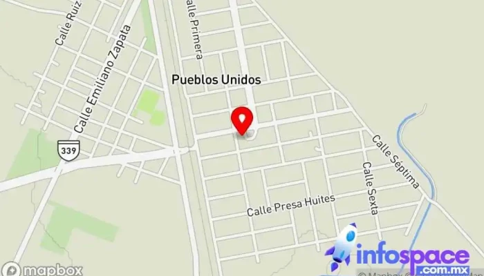 mapa de Pueblos Unidos Centro de salud y bienestar en Pueblos Unidos