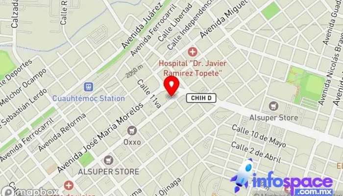mapa de Rapidos Cuauhtémoc Empresa de autobuses en Cuauhtémoc