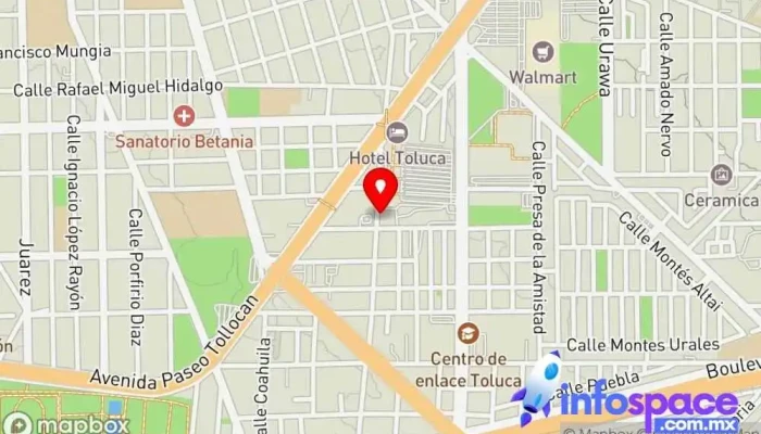 mapa de RECLUTAMIENTO FLECHA ROJA Servicio de transporte en Toluca de Lerdo