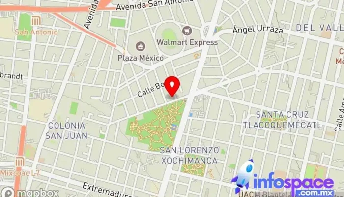 mapa de Rendón Development Empresa de software, Consultora informática, Soporte y servicios informáticos, Servicio de comercio electrónico, Servicio postal, Empresa de alojamiento web, Diseñador de sitios web en Benito Juárez, Ciudad de México