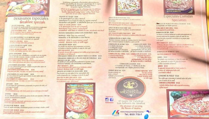 Restaurante El Meson De Los Laureanos Carta - El Quelite