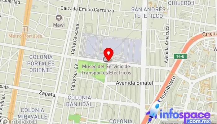 mapa de San Andrés Tetepilco Estación de autobuses en Ciudad de México