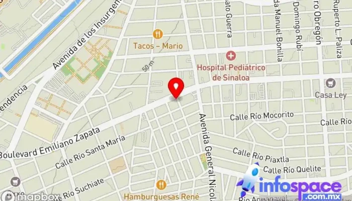 mapa de Sistemas de Impresión Electrónica S.A. de C.V. Copistería, Servicio de reparación de impresoras en Culiacán Rosales