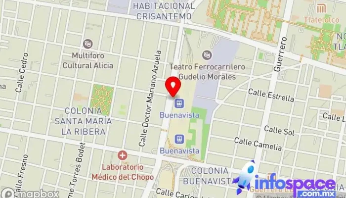 mapa de Suburbano Buenavista Servicio de transporte en Cuauhtémoc, Ciudad de México