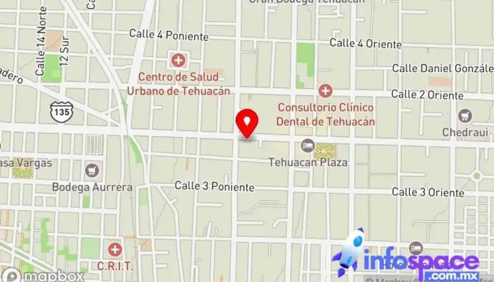 mapa de Terminal ADO Tehuacan Servicio de transporte en Tehuacán