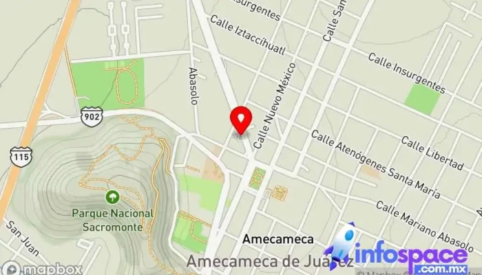mapa de Terminal Amecameca Empresa de autobuses, Estación de autobuses en Amecameca de Juárez