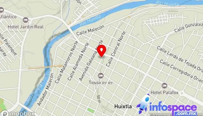 mapa de Terminal Aury Agencia expendedora de billetes de autobús en Huixtla