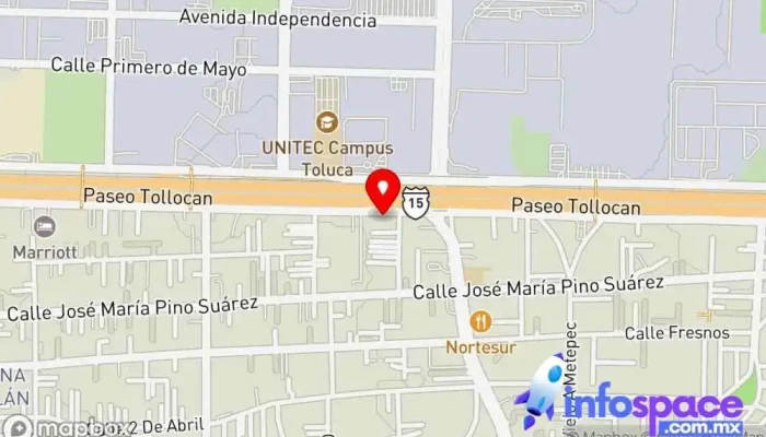 mapa de Terminal “caminante” toluca autobus Servicio de transporte en Santa Ana Tlapaltitlán
