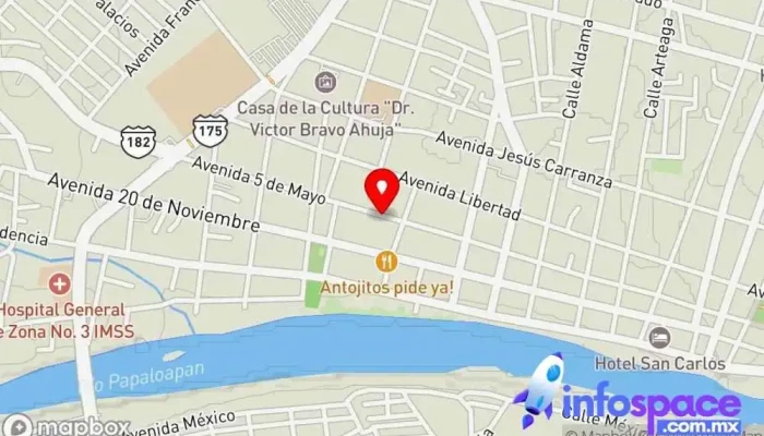 mapa de Terminal Chihuanos Oficinas de empresa en San Juan Bautista Tuxtepec