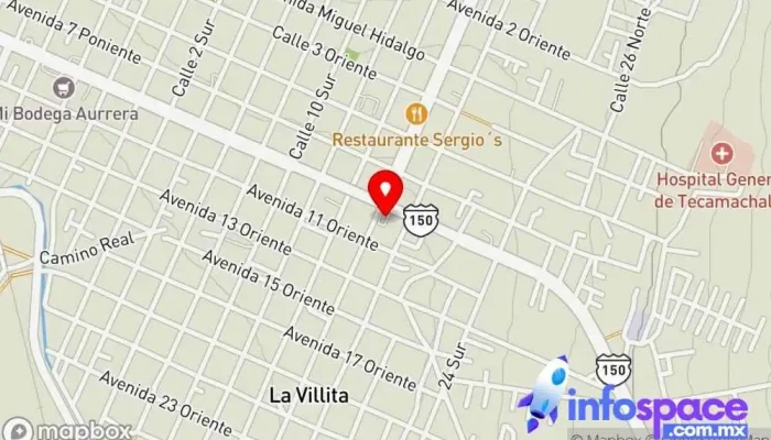 mapa de Terminal de Autobuses ADO Tecamachalco Estación de autobuses en Tecamachalco