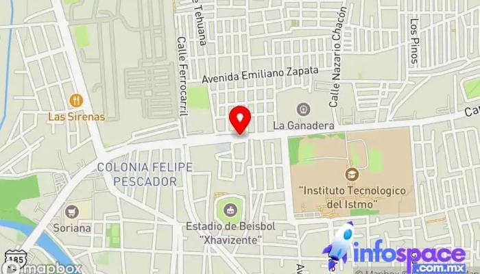 mapa de Terminal de autobuses FAOMCOAX. S.deR.L.deC.V. Servicio de transporte en Juchitán de Zaragoza