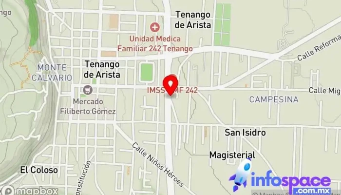mapa de Terminal de Autobuses Flecha Roja S.A. Tenango de Valle, Edo. de México. Oficinas de empresa en Tenango de Arista