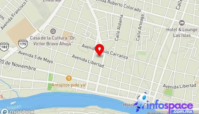 mapa de Terminal De Autobuses Estación de autobuses en San Juan Bautista Tuxtepec