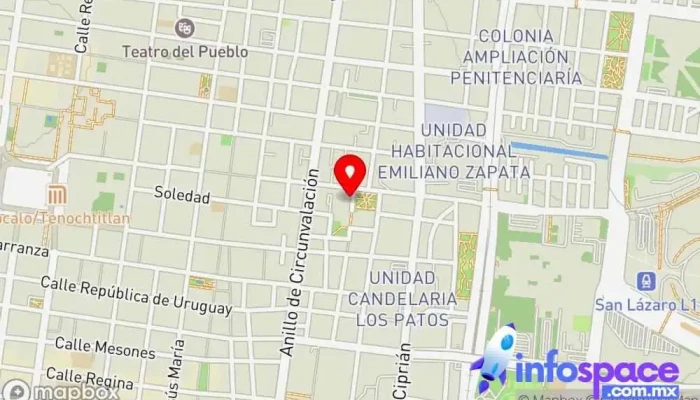 mapa de Terminal de camiones para Chiapas Servicio de transporte en Venustiano Carranza, Ciudad de México