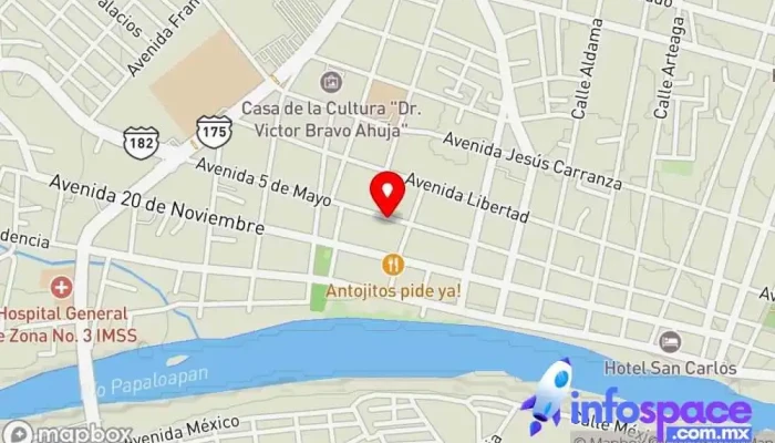 mapa de Terminal de transporte Chiguano Servicio de transporte en San Juan Bautista Tuxtepec
