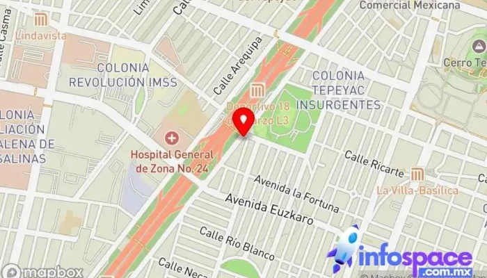 mapa de Terminal flecha roja Servicio de transporte en Gustavo A. Madero, Ciudad de México