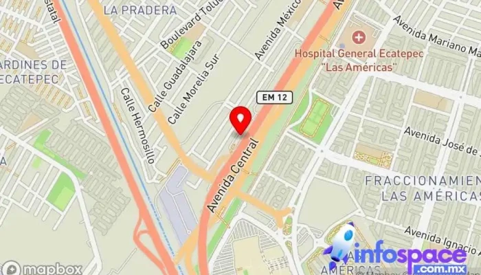 mapa de Terminal Las Américas Mexibús L2 Servicio de transporte, Parada para camiones en Ecatepec de Morelos