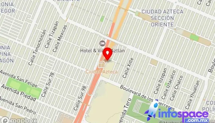 mapa de Terminal Mexibus Cd Azteca Parada para camiones en Ecatepec de Morelos