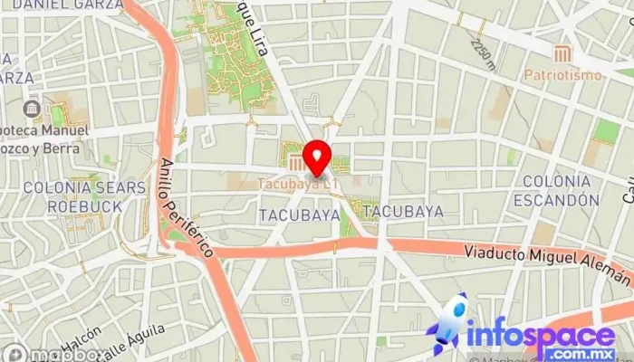 mapa de Terminal Tacubaya. Metrobús Línea 2 Servicio de transporte en Miguel Hidalgo